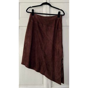 Barami Size 8 brown suede assymetrical skirt